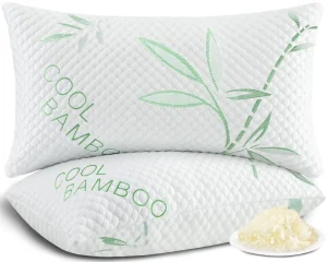 Shredded Memory Foam Pillows Adjustable Firm Bamboo Bed Pillows for Hot Back and Stomach Sleepers