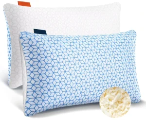 Shredded Memory Foam Pillows Set of 2 Cooling Pillow Bed Pillow Firm and Soft Adjustable for Side Back Stomach Sleepers