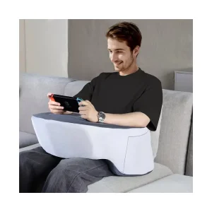 Side Pocket Elbow Arm Rest Pillow, Memory Foam Soft Lap Desk Reading Pillow with Bottle Holder
