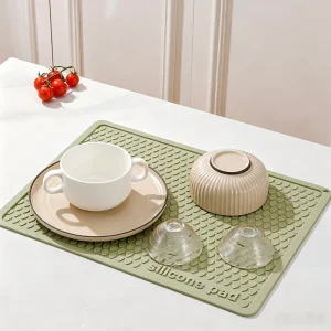 Silicone Dish Drying Mat Non Slip Drain Pad Heat Resistant Table Place Mat Non slip Liner for Cutting Board 16 x 12