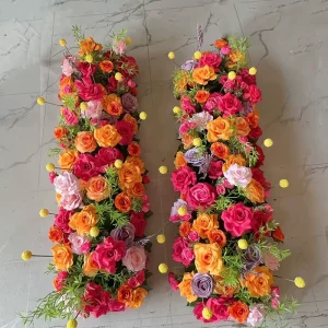 Silk Quality Wedding Decoration Hallway Red Orange Artificial Flower Runners