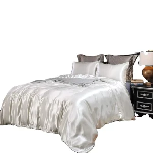 Silky Duvet Cover Set 90GSM Satin Cooling Smooth Durable Bedding Set
