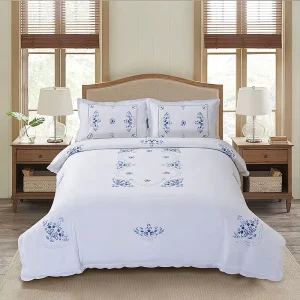 Silky Smooth Cotton Bedding Set with Exquisite Openwork Embroidery for Hotels
