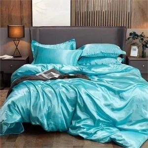 Silky Smooth Woven Satin Fabric 4-Piece Solid Color Quilt/Duvet Cover Set High Quality All-Season European-American Style