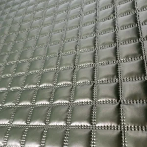 Silver Hot Stamping Glitter Thermal Metal Diamond Quilted Fabric for Jacket Bag