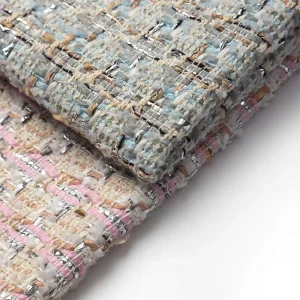 Silver Lurex Metallic Yarn Polyester Tweed Fabric for Autumn Winter Coats Bags Shoes and Crafts