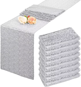 Silver Sequin Table Runner Bulk Long Table Runners Decorations Glitter Shiny Fabric Runner Table Covers
