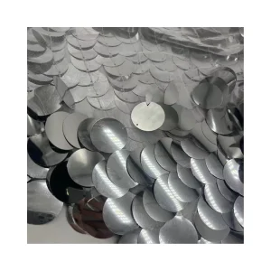 Silvery Big Sequins Design Knitted Mesh Sequin Fabric 100% Polyester for Wedding Girls’ Skirts & Home Textile