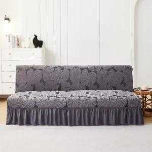 Simple Armless Folding Sofa Bed Cover Skirt Stretch Sofa Cover Thikend Jacquard Knitting Stretch Fabric Slipcovers Full Package