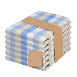 Simple Blue White Striped Cotton Quick Dry Kitchen Tea Towel Set BSCI OEKO TEX Certified Gift for Kitchen Dining Room