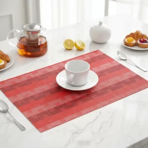 Simple Chic Woven Checkered PVC Eco Friendly Non Slip Reusable Wear Resistant Placemats for Kitchen Table Tops