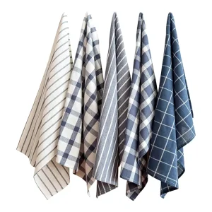 Simple Cotton Dyed Kitchen Towel Blue Series Household Napkins and Tea Towels