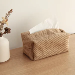 Simple Cotton Linen Fabric Tissue Box for Homestays
