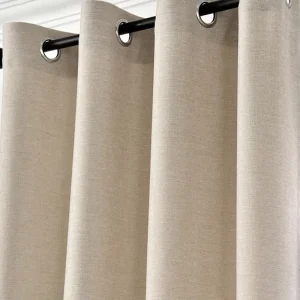 Simple Curtain Set Hotel Bed Room Divider Linen Texture Grommet Rod Curtain
