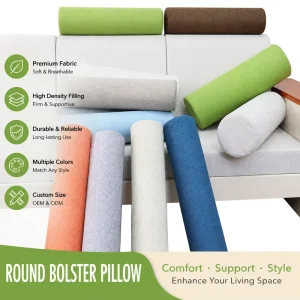 Simple Design Soft Breathable Bolster Pillow Lumbar Support Cushion with Outdoor Camping Use