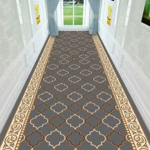 Simple Fashion Long Corridor Runner Rug Non Slip Top for Easy Installation