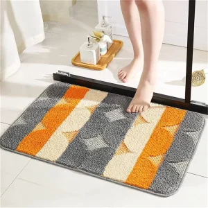 Simple Modern Geometric Design Tufted Polyester Entryway Bathroom Mat Water Absorbent Anti Slip Washable Home and Hotel Use Thick