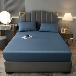 Simple Modern Pure Color Waterproofing Bed Protect Pillowslip Comfortable Fitted Mattress Cover with Polyester Bed Coverlet