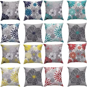 Simple Modern Square Geometric Multi Color Flax Pillow Cover Zipper Closure for Home Bedside Living Room Office Bedroom