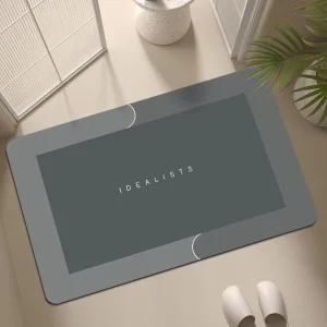 Simple Polyester Terylene Bath Mat Non Slip Absorbent Cuttable Modern Minimalist Solid Color Geometric Pattern for Bathroom
