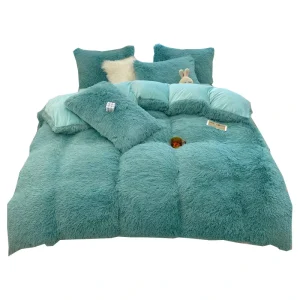 Simple Solid Color Winter 100% Polyester Microfiber Warm Four Piece Quilt Cover Luxury Bedding Set