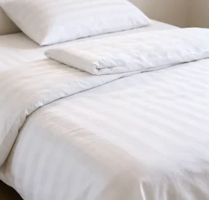 Simple Style 100% Polyester 1cm Stripe Fabric for Commercial Hotel Linen Fitted Sheet