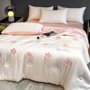 Simple Style Four Piece Bedding Set Air Conditioning Thin Washed Ice Silk Summer Quilt Bed Quilt