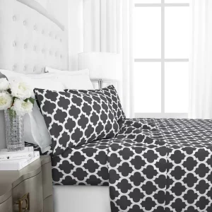 Simple Style Plain Printed Pillowcase Sanding Polyester Bed Sheet Set 3/4 Piece for Home Textiles