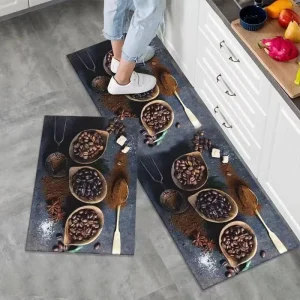 Simple Washable Kitchen Rugs Set 2 Piece Non Slip Kitchen Mats and Rugs Runner Set Waterproof Kitchen Floor Rug Runner Doormat