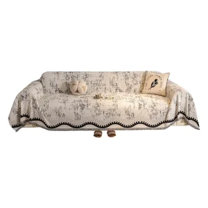 Simple Wave Pattern Eco Friendly Modern Sofa Cover Throw Blanket Soft Couch Slipcover Flowing Design for All Season Living Room