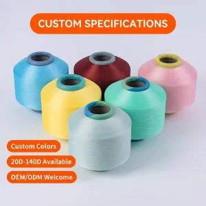 Single Covered Core Spun Spandex Yarn Socks Polyester Dyed Pattern Ribbon Knitting Weaving SCY Sweater OE Technics Anti Pilling