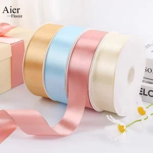 Single Face Ribbon 4cm-1 1/2″ *100yards Satin Ribbon for Flower Wedding Cake Decor Chair Sash Gift Packaging Ribbon
