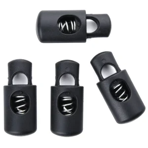 Single hole Heavy Duty Safe Anti slip Safety Buckle for Shoelaces Small Black Spring Design Windproof Coat Jacket