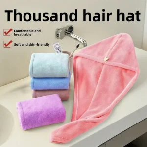 Single layer Turban Style Coral Fleece Hair Drying Cap Towel Quick Absorbent Fast Drying Edge Wrapping Microfiber DryingTowel