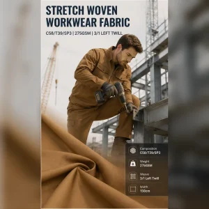 Site Technician Polyester Cotton Fabric 275GSM Stretch Twill Fabric for Construction Workwear Utility Pants and Jackets