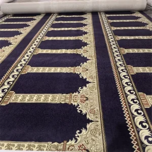 Skid Resistant Fire Rated Islamic Prayer Mat Custom Pattern Muslim Prayer Rug Flame Retardant Sajadah for Public Masjid