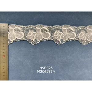 Skin Friendly 100% Polyester Knitted Sheer Fabric Narrow Stripe Embroidery for Girls and Boys Fashion Garment Decoration