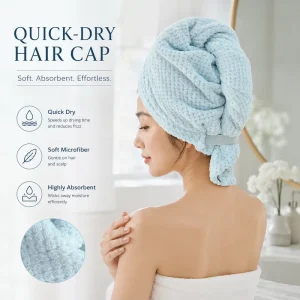 Skin Friendly 26*75cm 110g Microfiber Twist Quick Absorbent Hair Towel with Button for Shower Salon and Travel