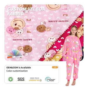 Skin-Friendly Soft 100% Polyester Printing Velboa Fabric Custom Printed Velvet Fabric for Clothing