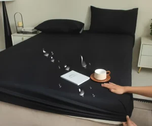 Skin-Friendly Solid Color Waterproof Fitted Sheet Breathable Urine Proof Mattress Protector Cover with Full Surround Elastic