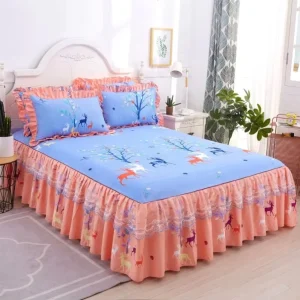 Skin-friendly Velvet Lace Waterproof Folded Princess Bed Skirt Non- Full Queen King Size 100% Polyester Bed Sheet 2