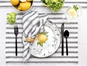 Skymoving New Custom Modern White Black Quick Dry Ultra Soft Highly Absorbent Striped Pattern Polyester Cotton Kitchen Towels