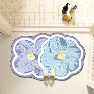 Sleek Modern Diatom Mud Bathroom Mat Rapid Drying Super Absorbent Non Slip Floor Protector for Home Hotel