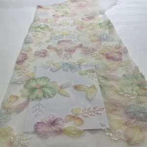 Sliver Beading Jacquard Lace Sequins Fabric for Wedding Dresses Embroidered Beads Stretch Lightweight Boys Girls Mesh Nonwoven