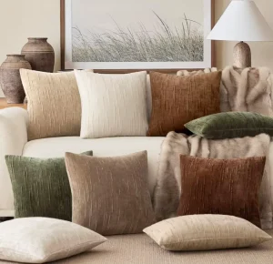 Slubby Textured Chenille Decorative Pillow Covers Square Modern Solid 18×18 Inch