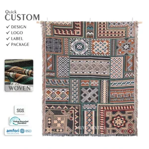 Small Batch Custom Made Order Eco Friendly Aztec Boho Tapestry Blanket Decorative Woven Jacquard Throw Contemporary Home Decor