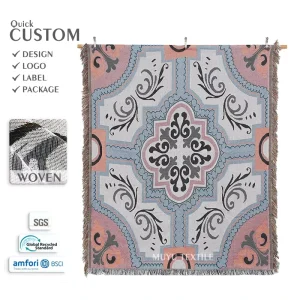 Small Batch Custom Portable Eco-Friendly Anti-Pilling Jacquard Blanket Custom Design Scandinavian Boho Woven Tapestry Blanket