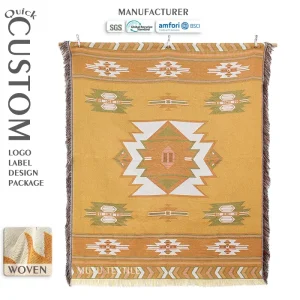 Small Batch Orders Custom Boho Tapestry Woven Blanket All-Season Portable Eco-Friendly Jacquard Blanket for Home Travel Camping