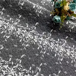 Small Flower Embroidered Lace Fabric Transparent Mesh Lace for French Dress Bridal Accessory Home Textile Decoration