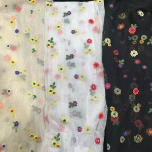 Small Fresh Floral Embroidered Lace Fabric for Women’s Children’s Clothing Mesh Lace Beautiful Small Flowers for Accessories